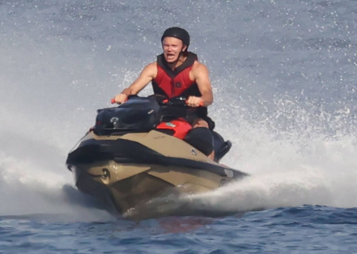 Erling Haaland powered through the Mediterranean waters during his jet ski adventure off the coast of Taormina.