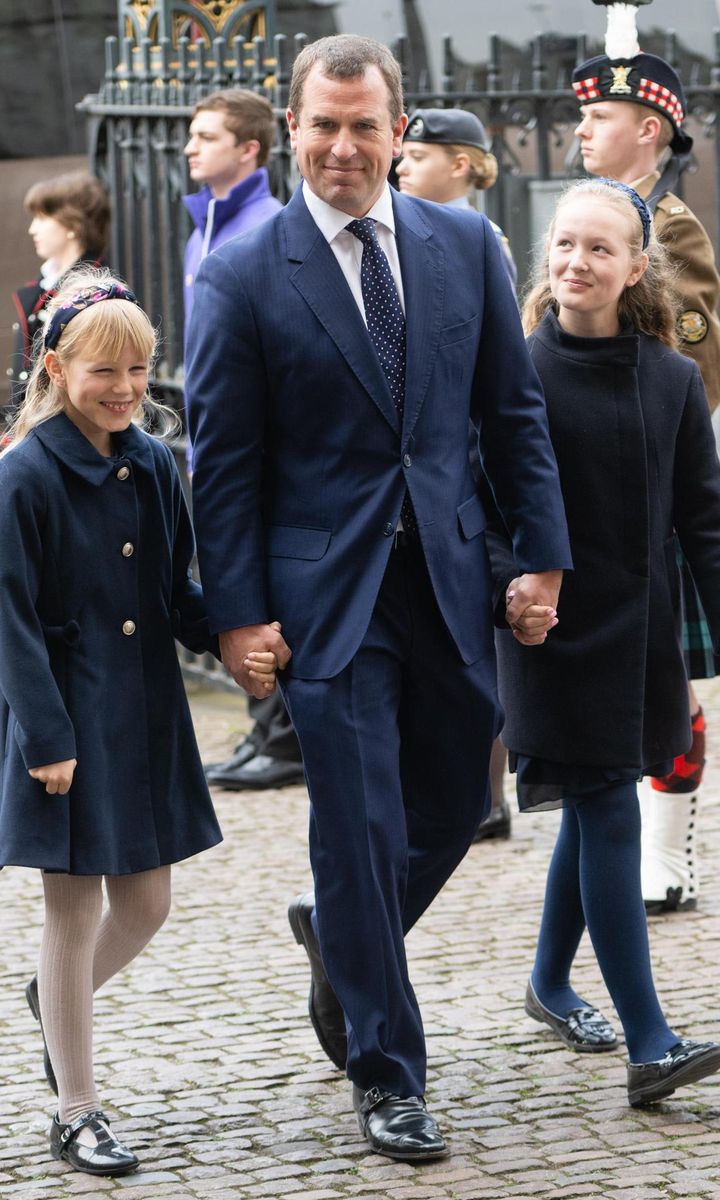 Queen Elizabeth's eldest great-grandchildren Isla and Savannah attended the service with their father Peter Phillips.