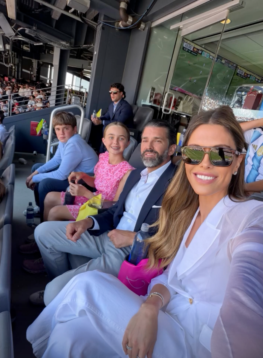 The newlyweds enjoyed the match with two of Donald Trump Jr.'s children, offering another glimpse into their blended family life.