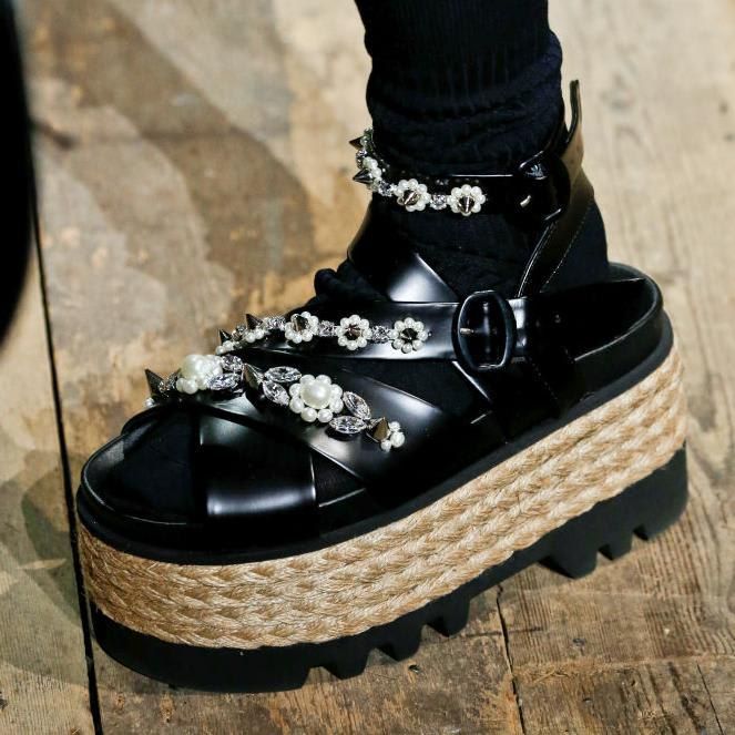 Platform raffia sandals by Simone Rocha