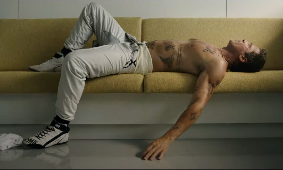 Brad Pitt goes shirtless in 'F1,' showing off his impressive tattoo ...