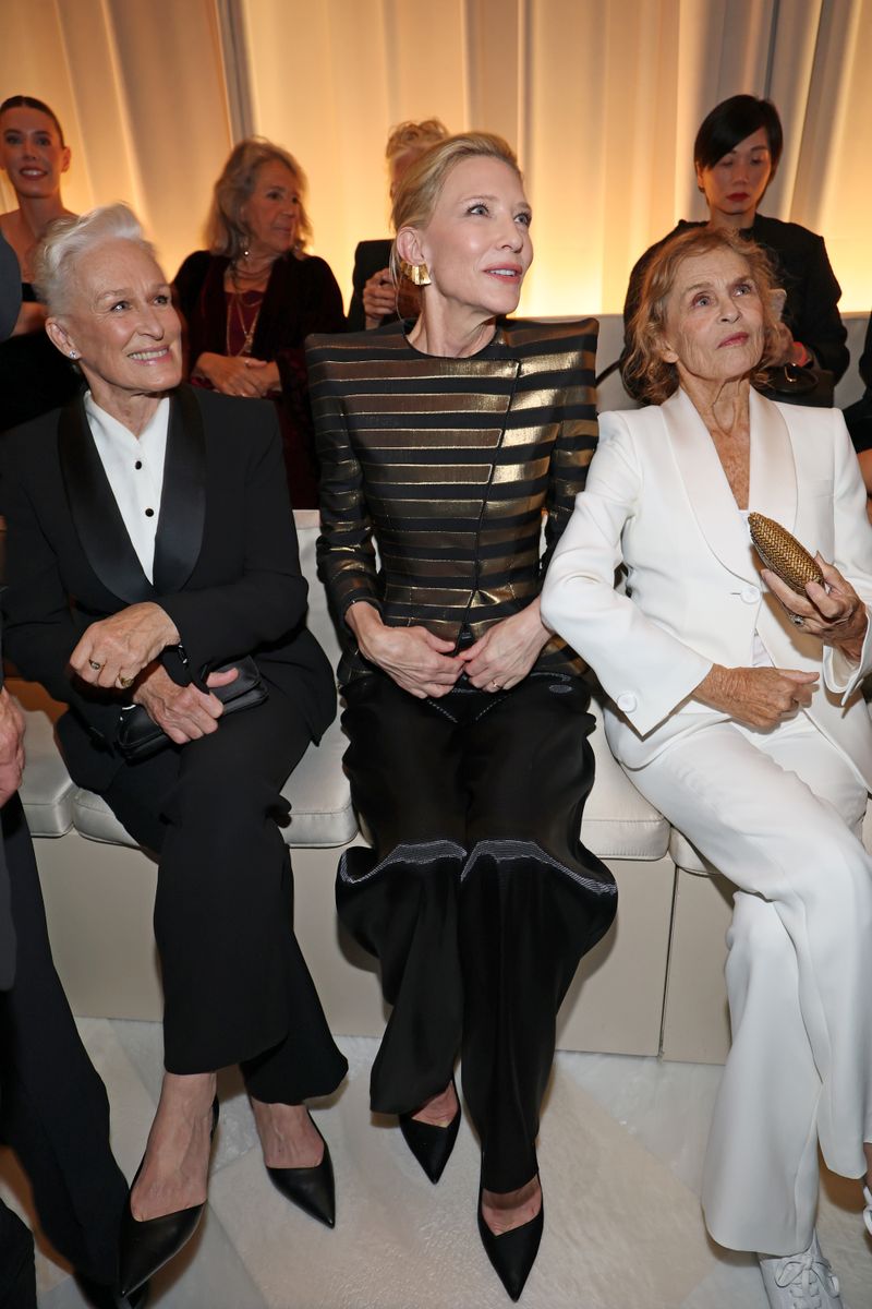 Glenn Close, Cate Blanchett, and Lauren Hutton at the Giorgio Armani fashion show.