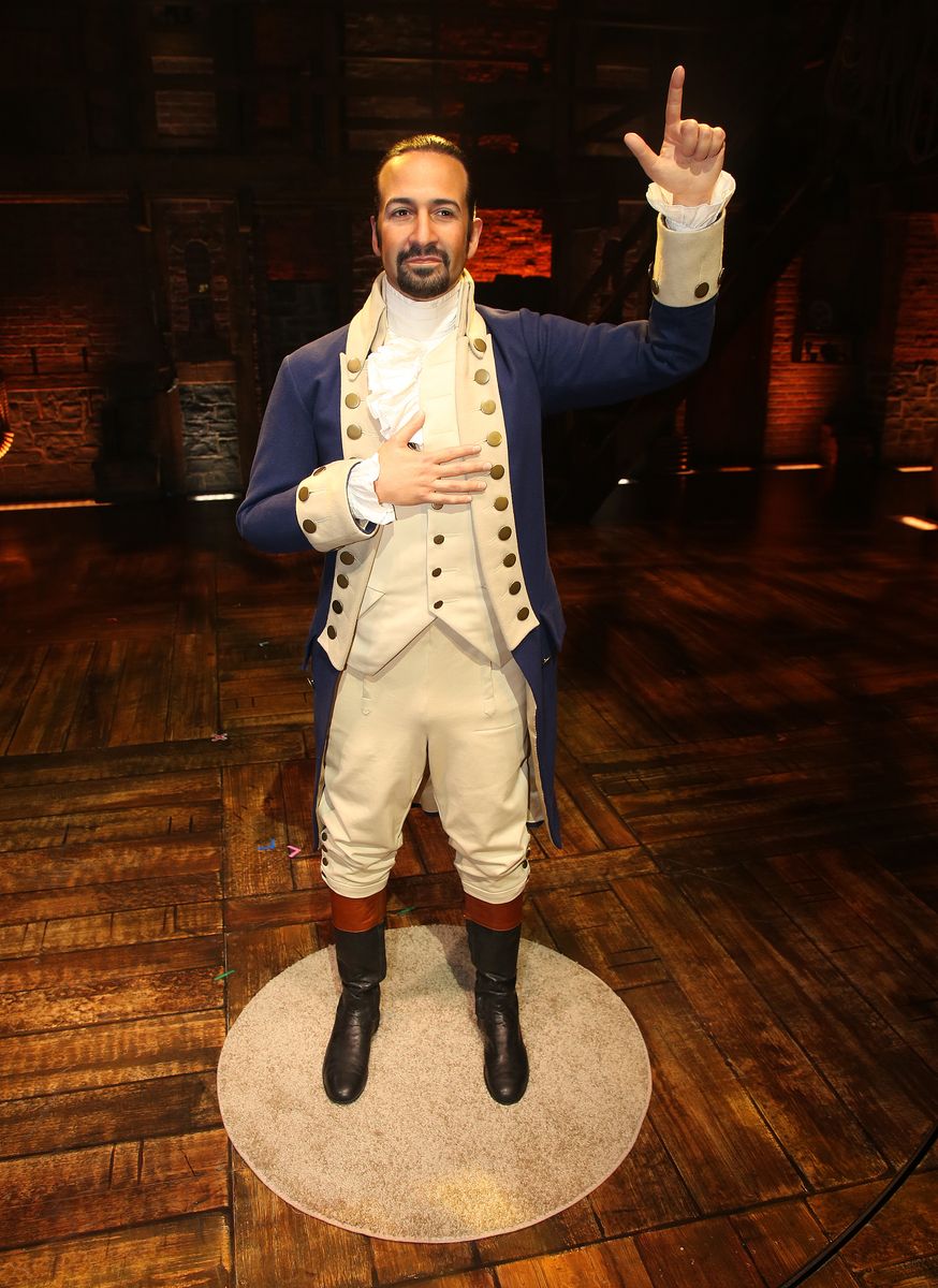 Lin-Manuel Miranda's Madame Tussauds Wax Figure is unveiled in honor of the 10th anniversary of the musical "Hamilton" at The Richard Rogers Theatre on August 5, 2025 in New York City. (Photo by Bruce Glikas/Getty Images)