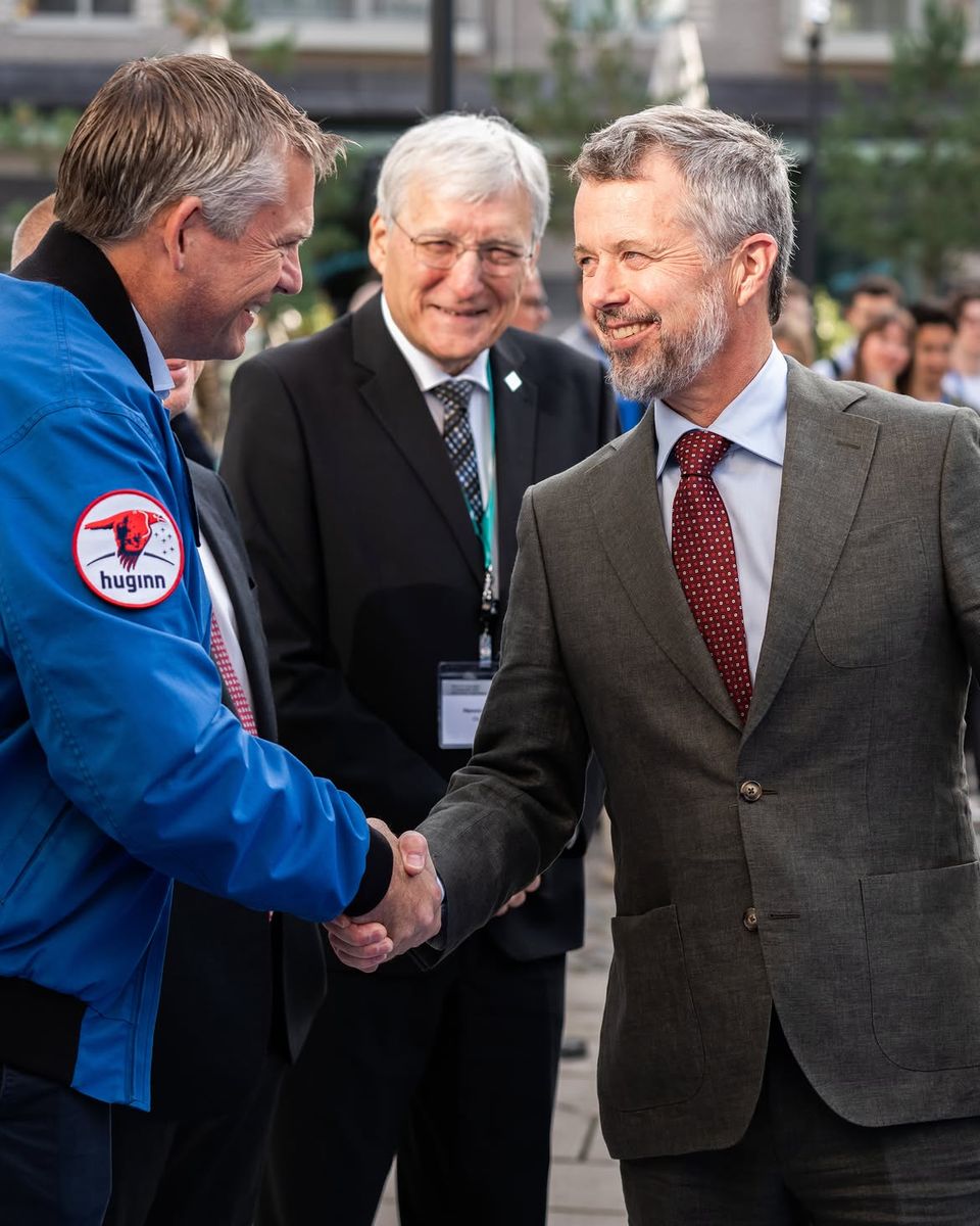 The Danish monarch appeared in high spirits as he greeted participants at the European space industry gathering.