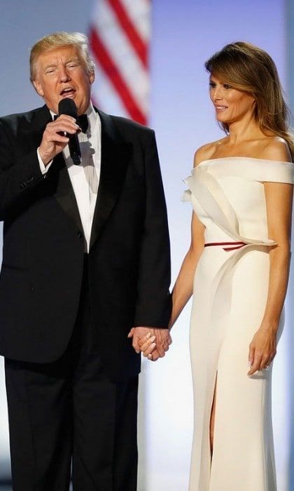 Donald Trump admired his wife while speaking to the crowds at both balls.
Photo: Getty Images