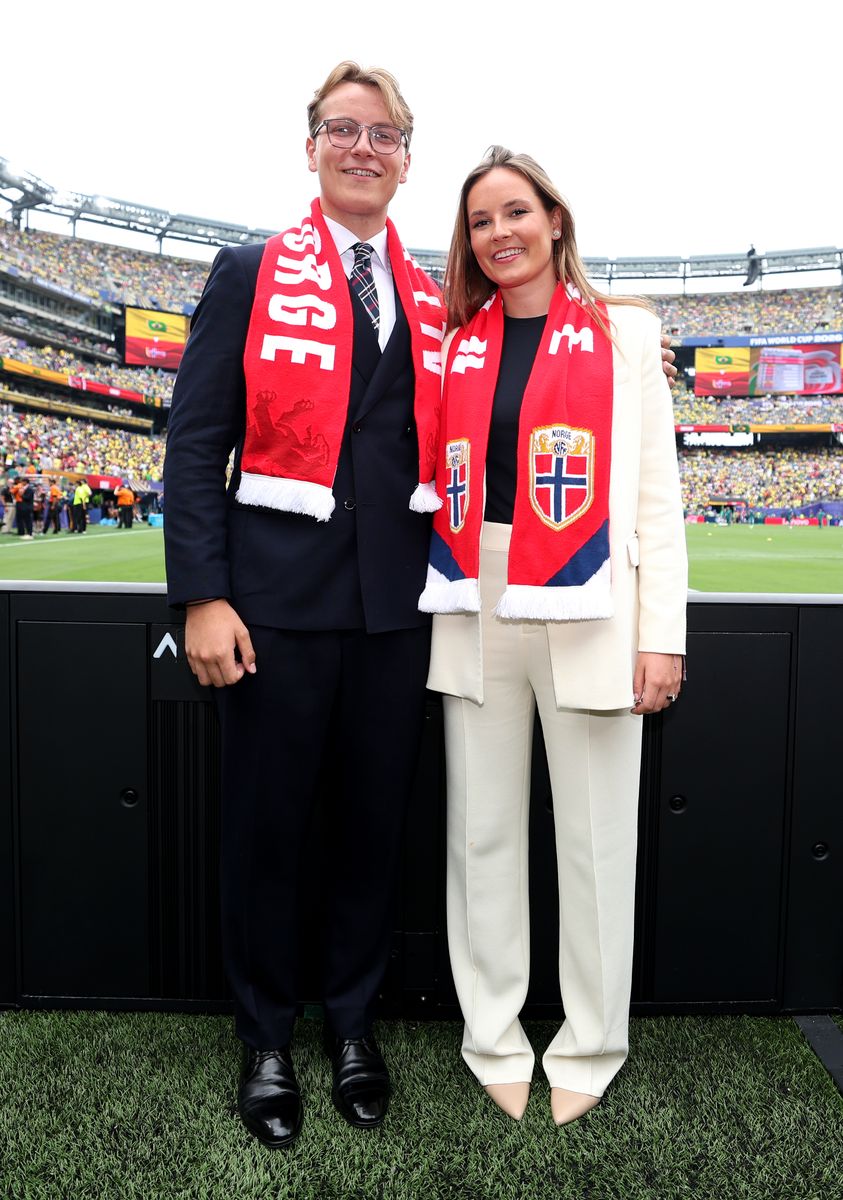 Princess Ingrid Alexandra and Prince Sverre Magnus arrive ahead of Norway's World Cup Round of 16 match against Brazil in the United States.