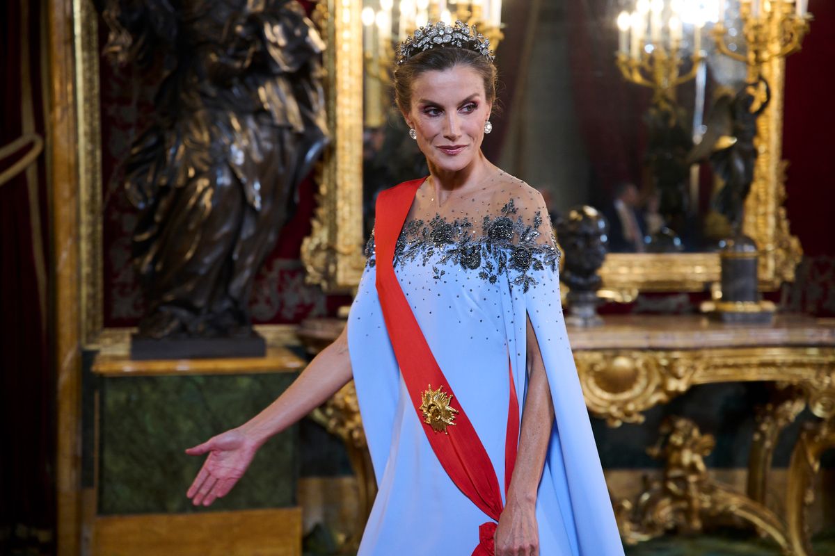 Queen Letizia of Spain attends an Gala Dinner at the Royal Palace of Madrid
