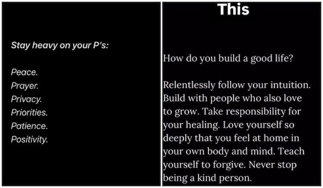 Jessica Alba’s posts, filled with positive phrases she applies in her daily life