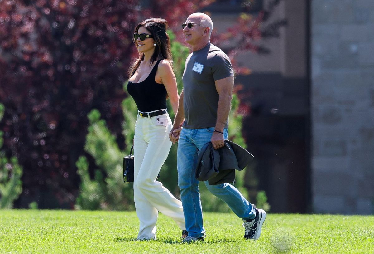
Amazon founder Jeff Bezos and his wife Lauren Sanchez Bezos attend the Allen and Company Sun Valley Media and Technology Conference at The Sun Valley Resort in Sun Valley, Idaho, U.S. 
