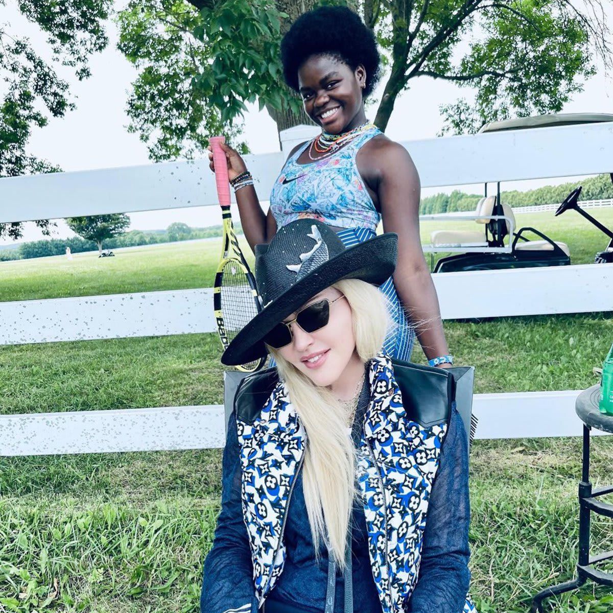 Madonna relaxes on the ranch with her children