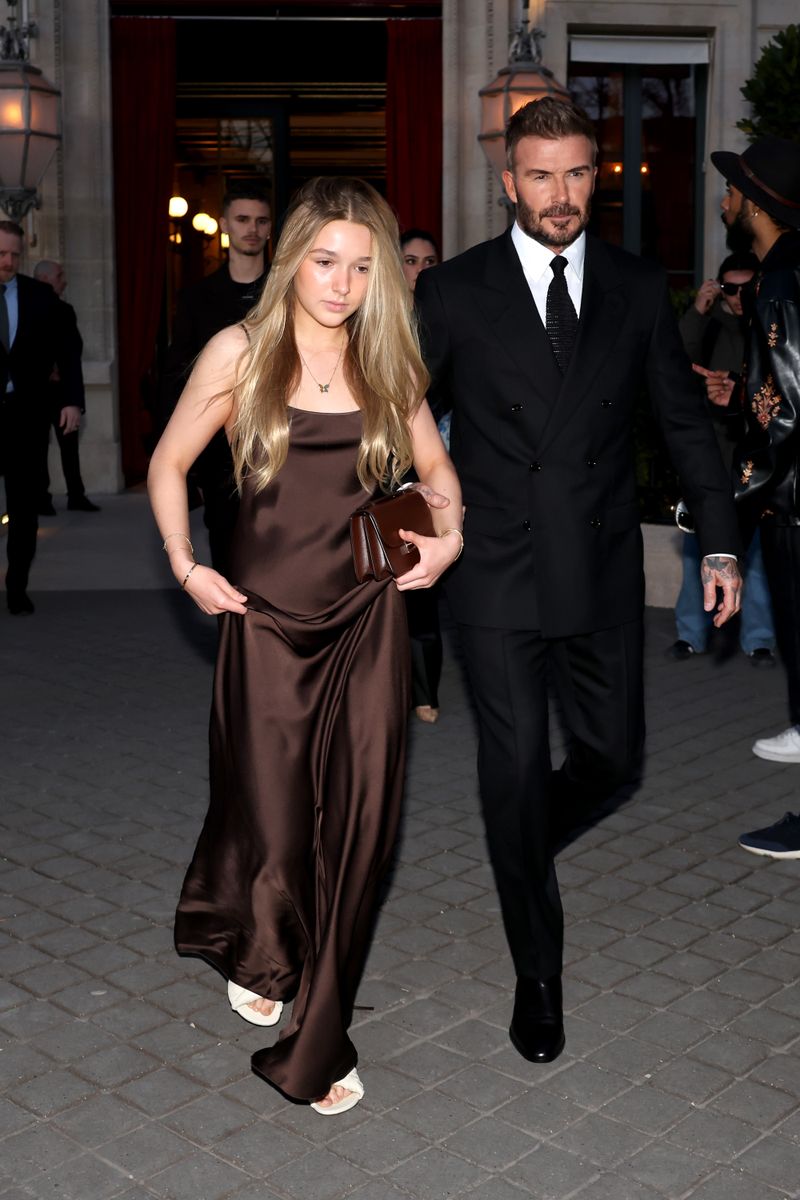Harper Beckham and David Beckham 