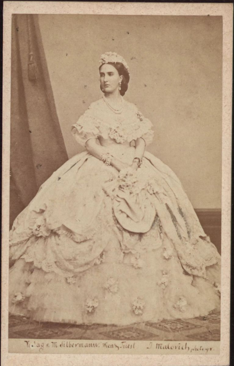 A rare portrait of Princess Charlotte of Belgium before her marriage to Archduke Maximilian and her future role as Empress Carlota of Mexico.