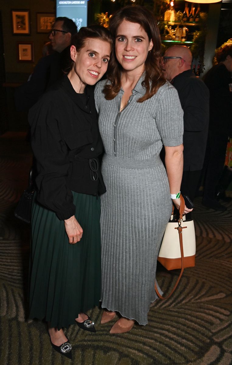 LONDON, ENGLAND - APRIL 11: Princess Beatrice of York and Princess Eugenie of York attend the Ellie Goulding x SERVED Private Party at Royal Albert Hall on April 11, 2024, in London, England.