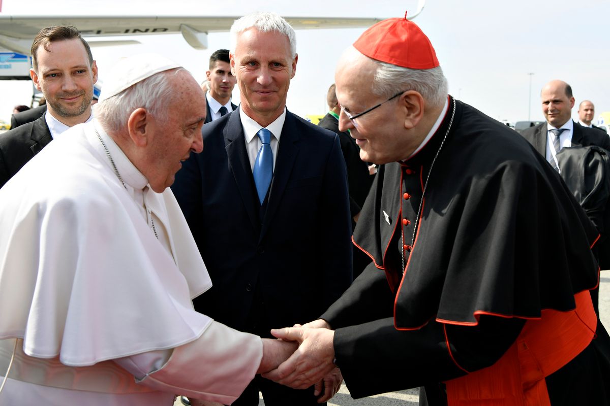 Pope Francis and Cardinal Peter Erdo in 2023