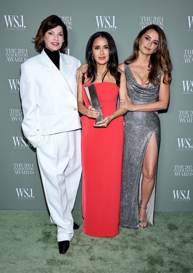 Salma Hayek, Linda Evangelista and son Augustin are a happy family in