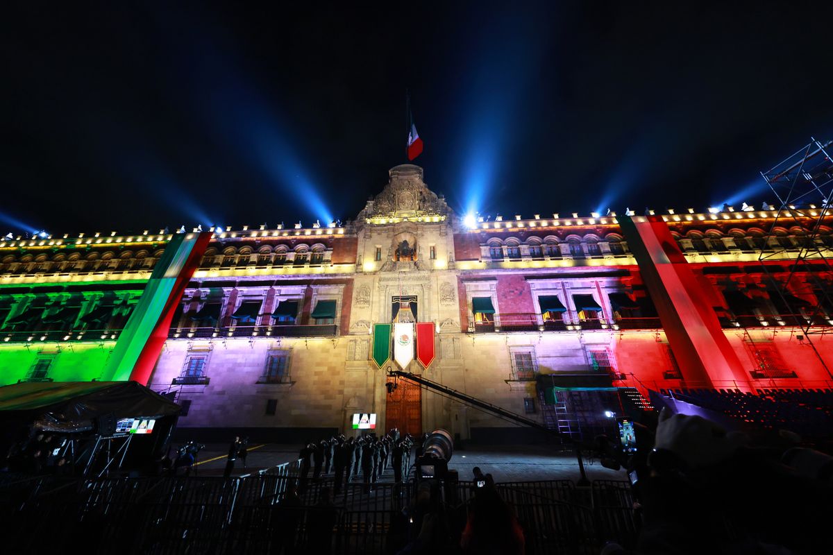 President of Mexico, Claudia Sheinbaum, gives the annual shout of Independence (Grito de Independencia) as part of Mexico's Independence Day celebration at Zocalo.