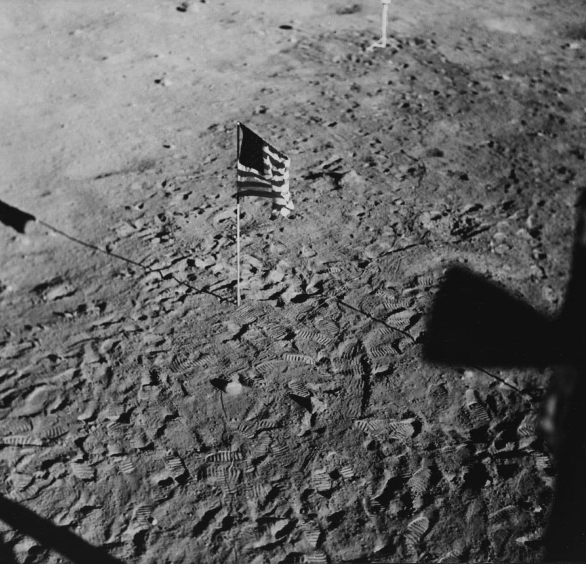 The American flag on the moon.