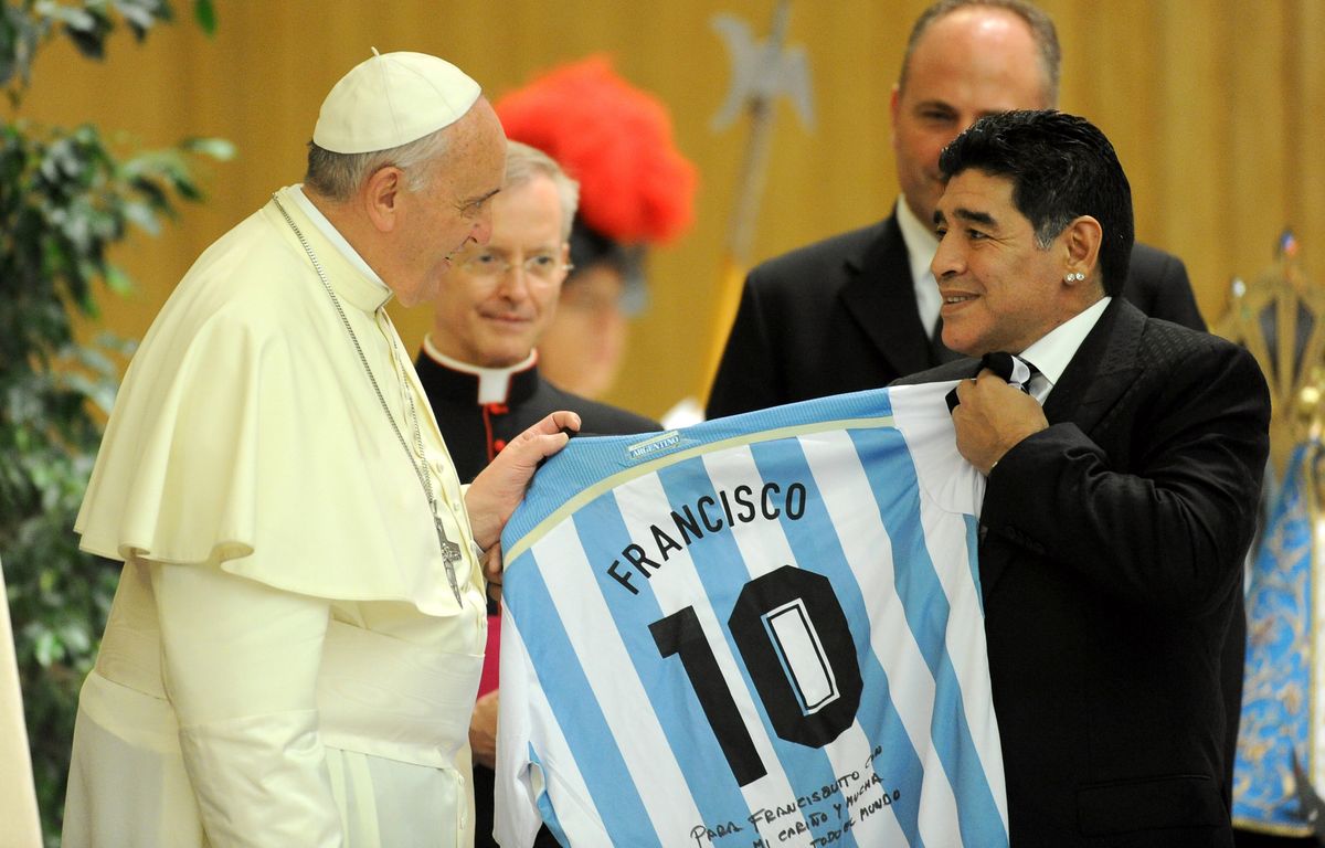 Pope Francis and Diego Maradona on 2014