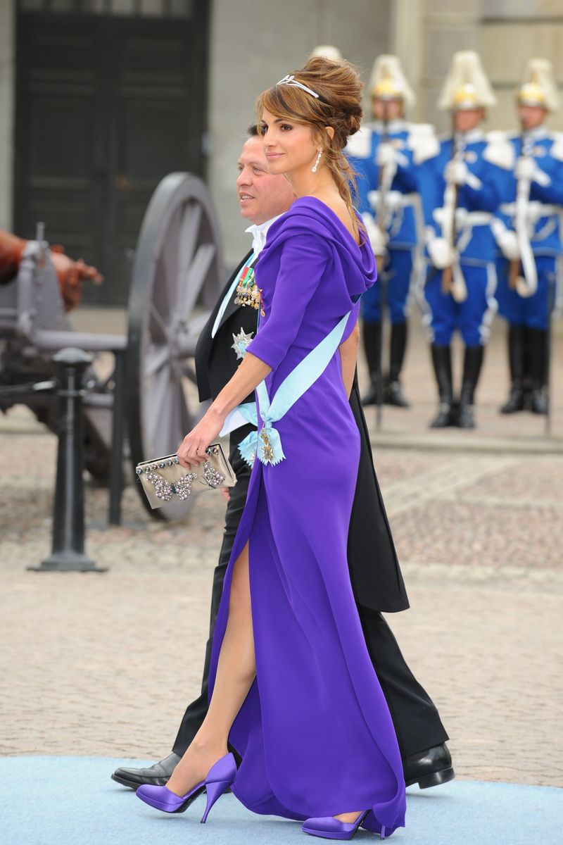 Queen Rania of Jordan and King Abdullah of Jordan attend the wedding of Crown Princess Victoria of Sweden and Daniel Westling 