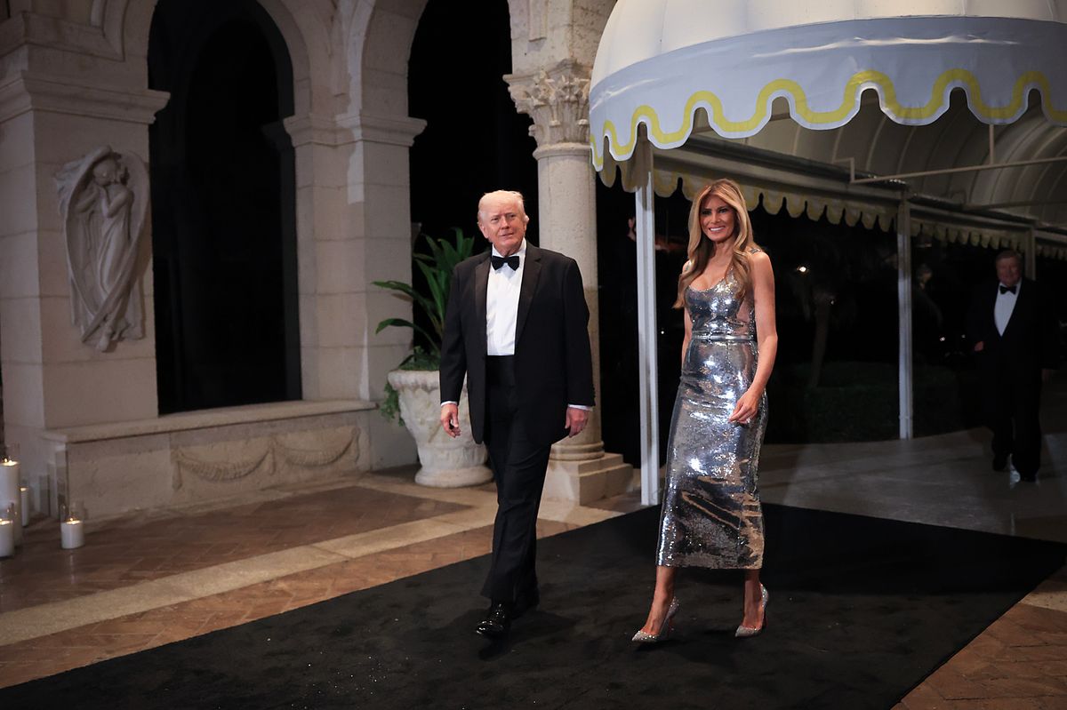 Melania Trump's Silver Gown Steals Mar-a-Lago New Year's Eve