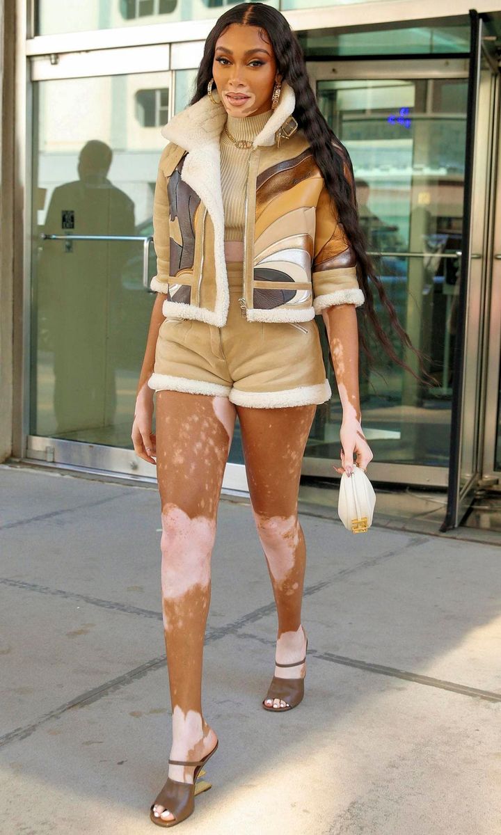 Model Winnie Harlow Stuns in an Eye-Catching Fendi Outfit outside Drew Barrymore Show in NY