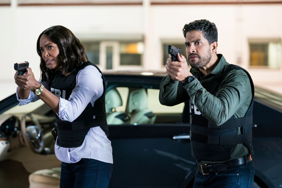 (L-R): Aisha Tyler as Dr. Tara Lewis and Adam Rodriguez as Luke Alvez (Photo by Cliff Lipson/CBS via Getty Images)
