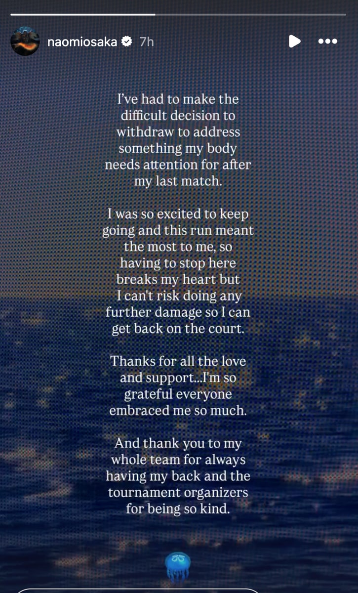 Naomi Osaka's Instagram Story