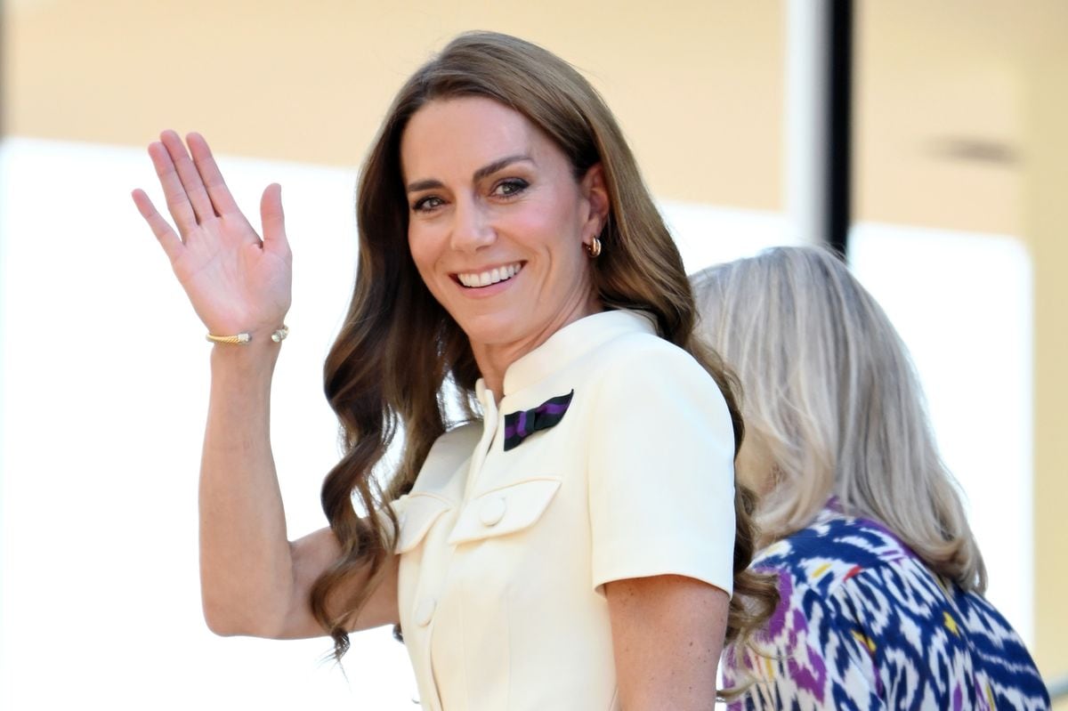 LONDON, ENGLAND - JULY 12: Catherine, Princess of Wales attends day thirteen of the Wimbledon Tennis Championships at the All England Lawn Tennis and Croquet Club at All England Lawn Tennis and Croquet Club on July 12, 2025 in London, England. (Photo by Karwai Tang/WireImage)