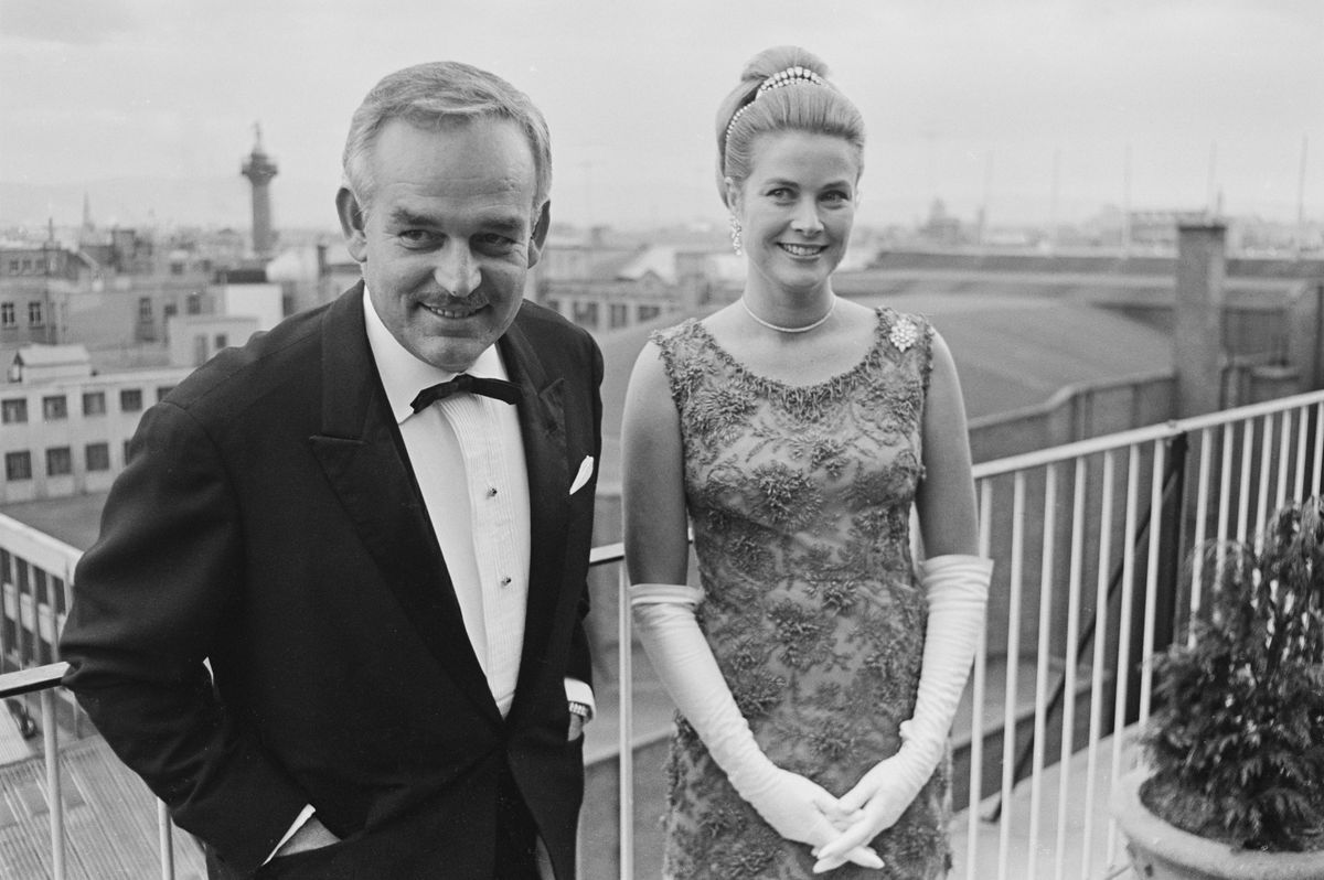 Rainier III, Prince of Monaco (1923-2005) and Princess Grace of Monaco, wearing a dress by Givenchy