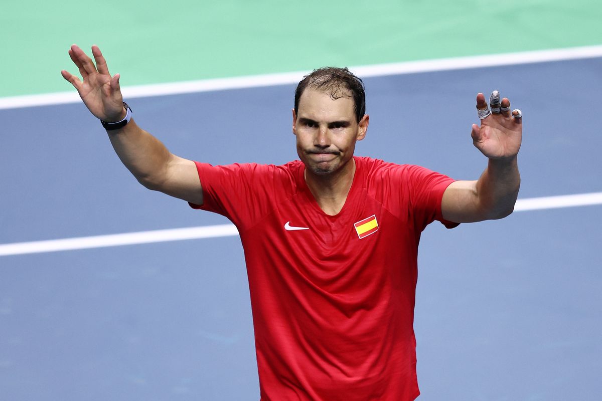 Rafael Nadal playing at the Davis Cup