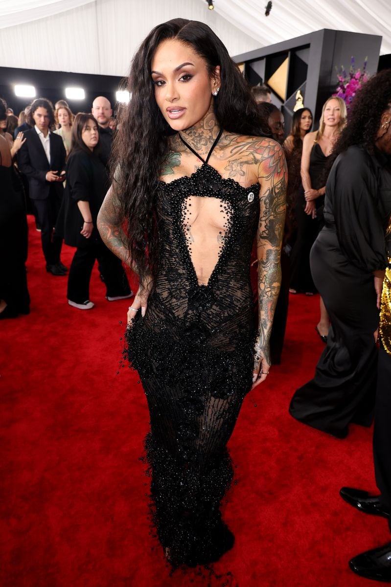 Kehlani attends the 68th GRAMMY Awards in a sheer lace dress