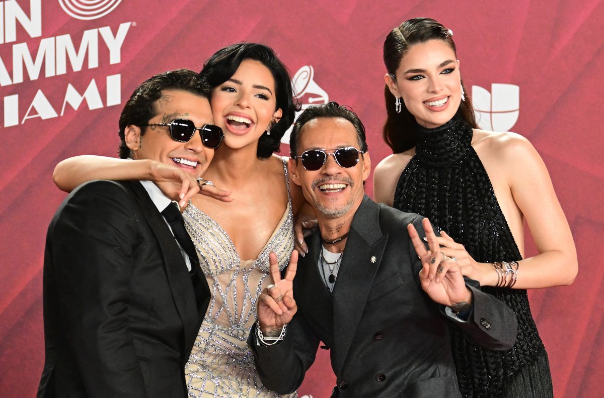 Christian Nodal, Angela Aguilar, Marc Anthony, and Nadia Ferreira