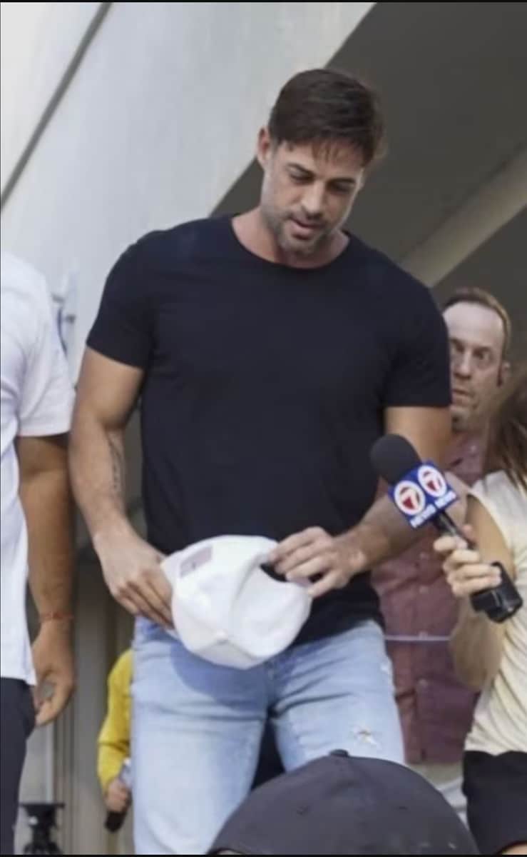 William Levy speaks to reporters