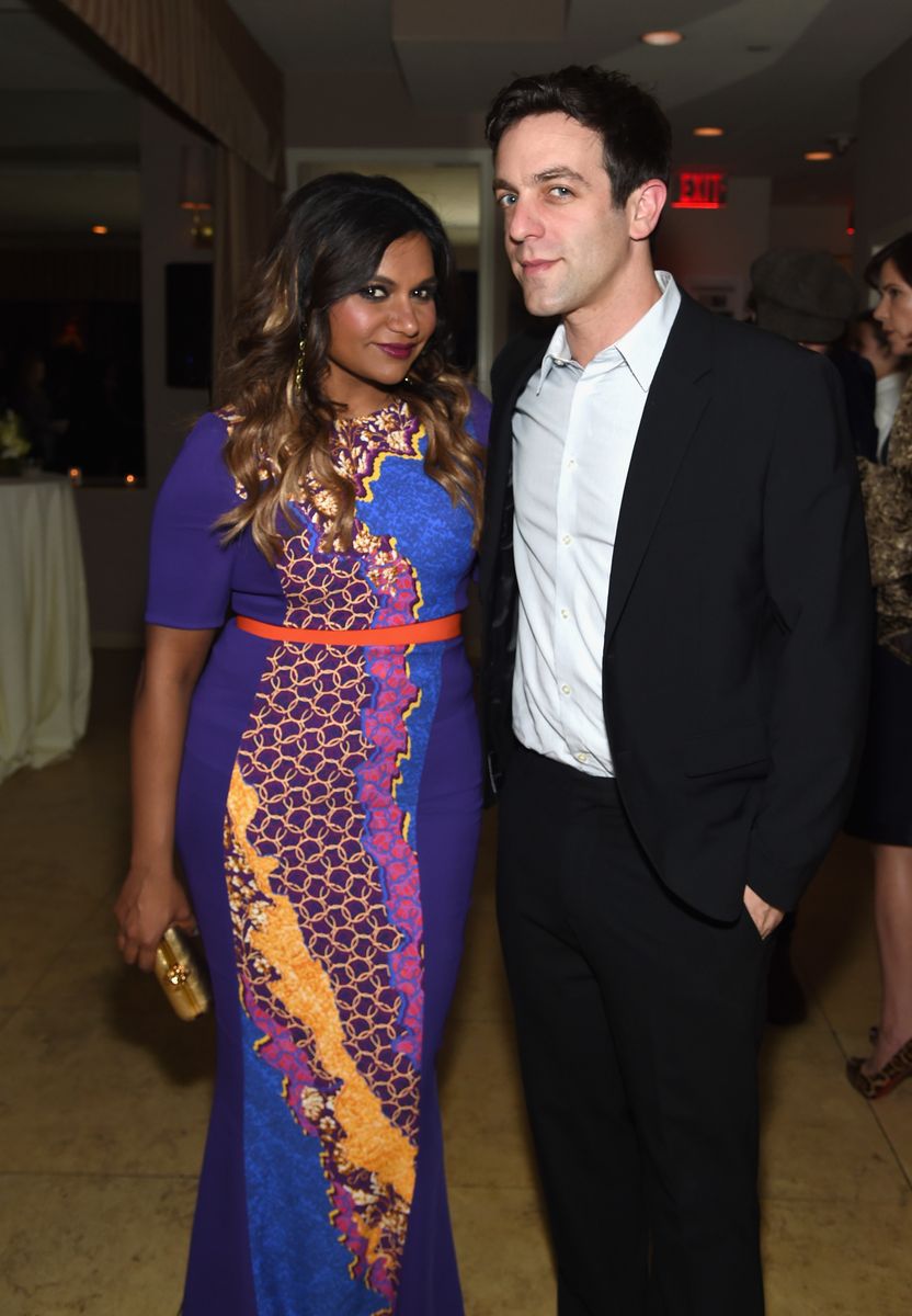 WEST HOLLYWOOD, CA - FEBRUARY 21:  Actors Mindy Kaling and B.J. Novak (R) attend the Grey Goose hosted Michael Sugar, Doug Wald and Warren Zavala pre-oscar party at Sunset Tower on February 21, 2015 in West Hollywood, California.  (Photo by Jamie McCarthy/Getty Images for Grey Goose Vodka) 