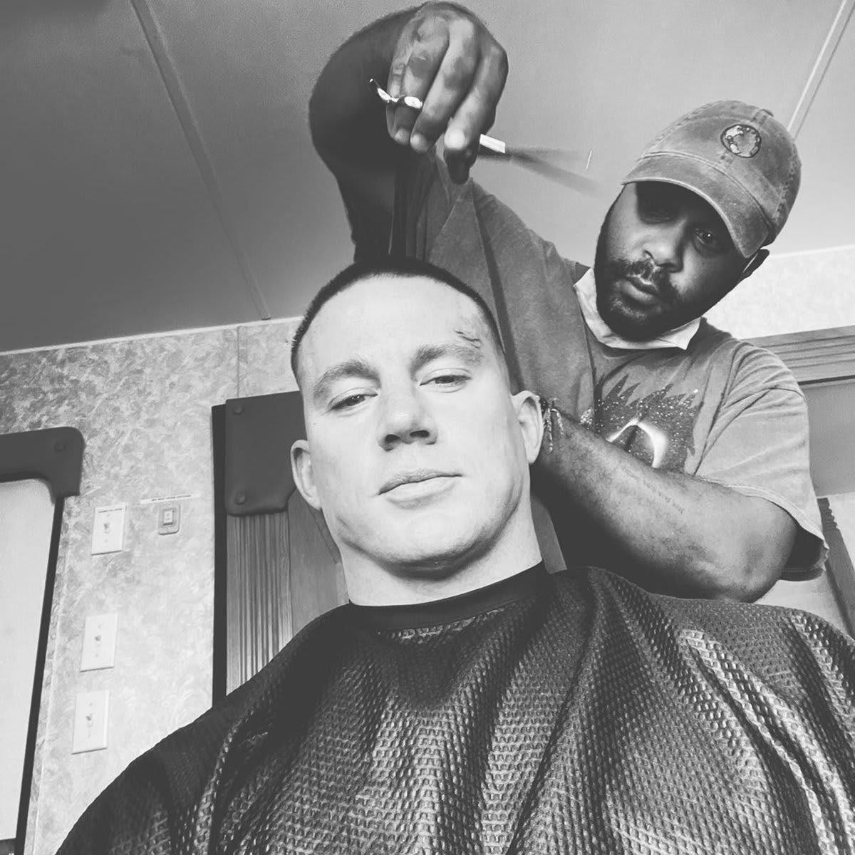 Channing Tatum shows off his chiseled chest as he celebrates wrapping the movie 'The Lost City Of D'