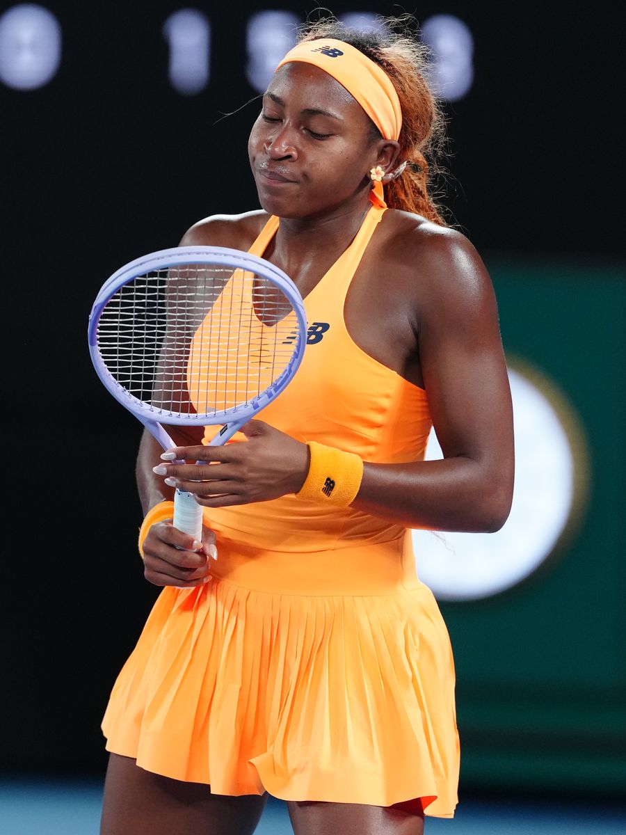 Coco Gauff of the United States reacts against Elina Svitolina of Ukraine in the Women's Singles Quarterfinal.