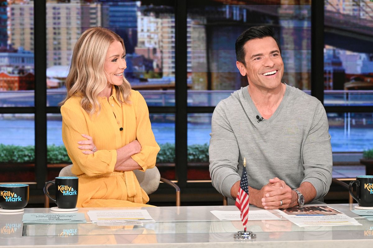 Kelly Ripa and Mark Consuelos co-host "Live with Kelly and Mark", featuring guests Jim Gaffigan and Benjamin Brat, with coverage airing on Wednesday, May 7, 2025. Live with Kelly and Mark airs weekdays on ABC. (Disney/Lorenzo Bevilaqua) KELLY RIPA, MARK CONSUELOS   (Photo by Lorenzo Bevilaqua/Disney via Getty Images)