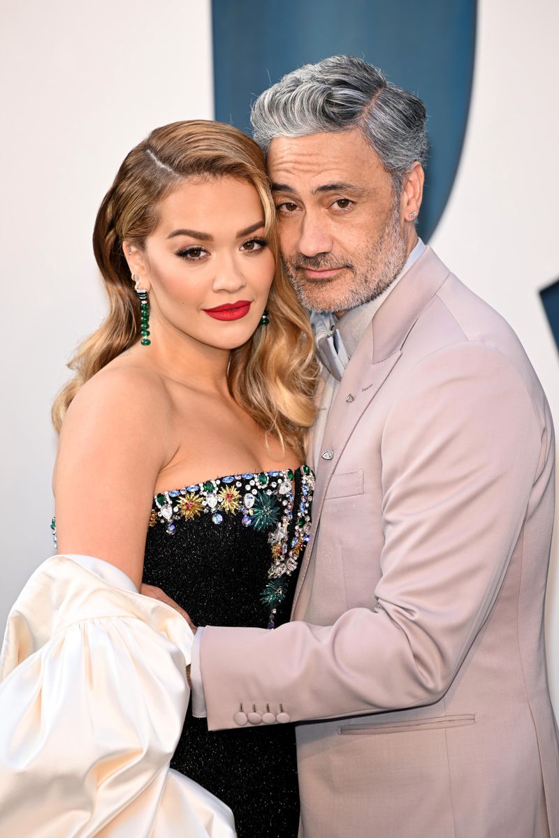 Rita Ora and Taika Waititi attend the 2022 Vanity Fair Oscar Party Hosted by Radhika Jones
