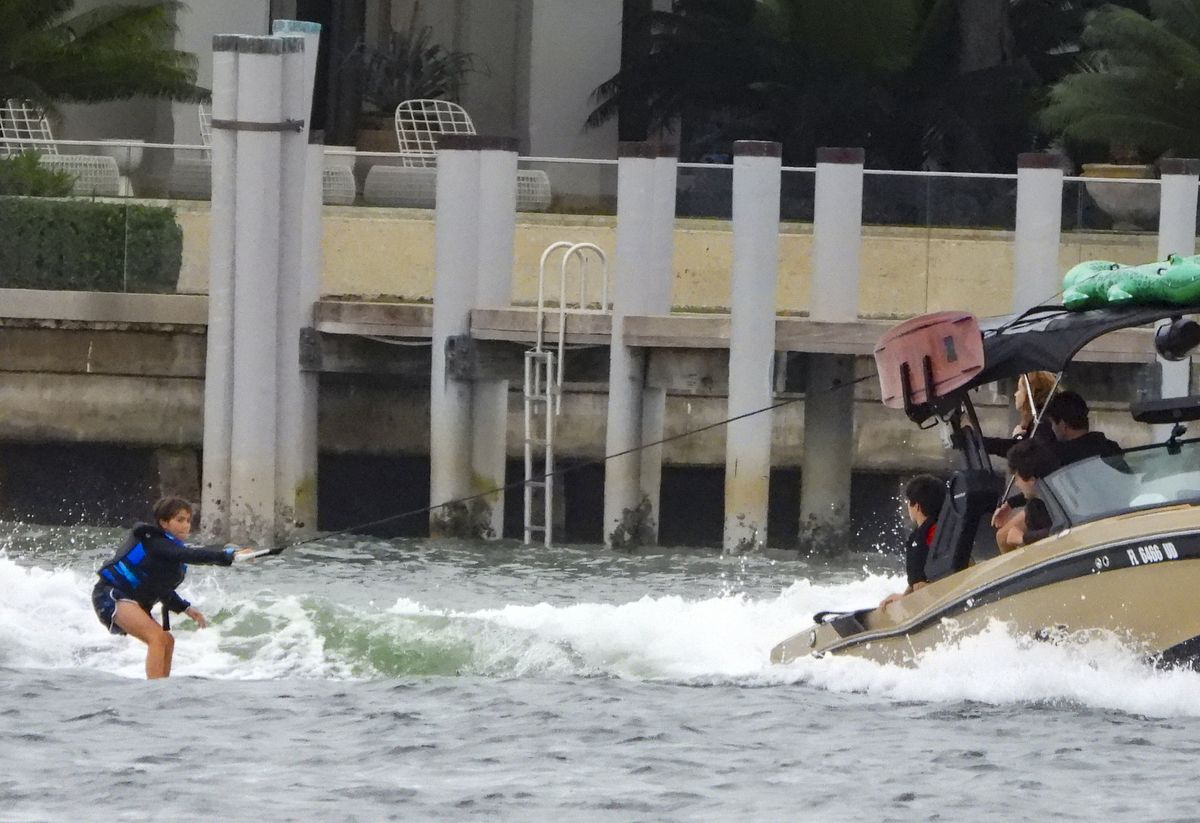 One standout moment came when Shakira successfully surfed the wake behind the speeding boat while everyone onboard watched closely.