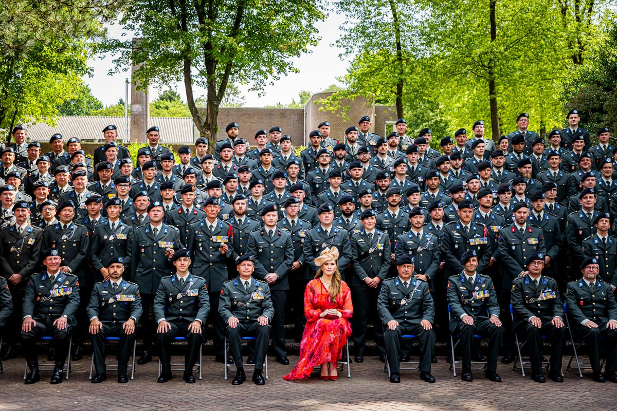 AMERSFOORT, NETHERLANDS - JUNE 18: Princess Amalia of The Netherlands attends the presentation of the standard to the Princess Catharina-Amalia Hussar Regiment  on June 18, 2025 in Amersfoort, Netherlands. (Photo by Patrick van Katwijk/Getty Images)