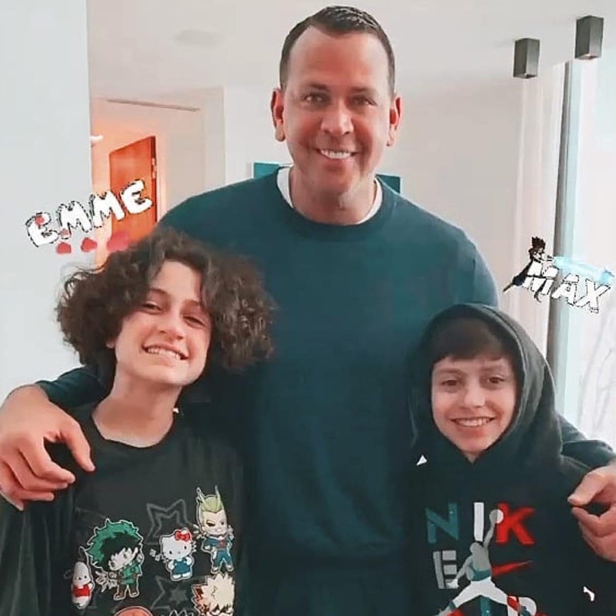 A-Rod con los hijos de JLo