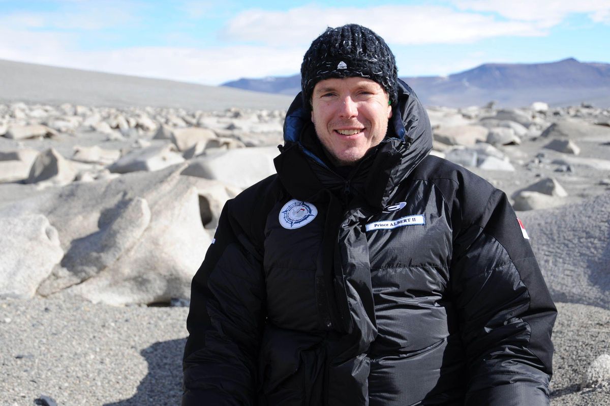 Prince Albert II pictured at the South Pole in January 2009, three years after establishing the Prince Albert II of Monaco Foundation. His expeditions to both the North and South Poles have highlighted the effects of climate change in the polar regions.