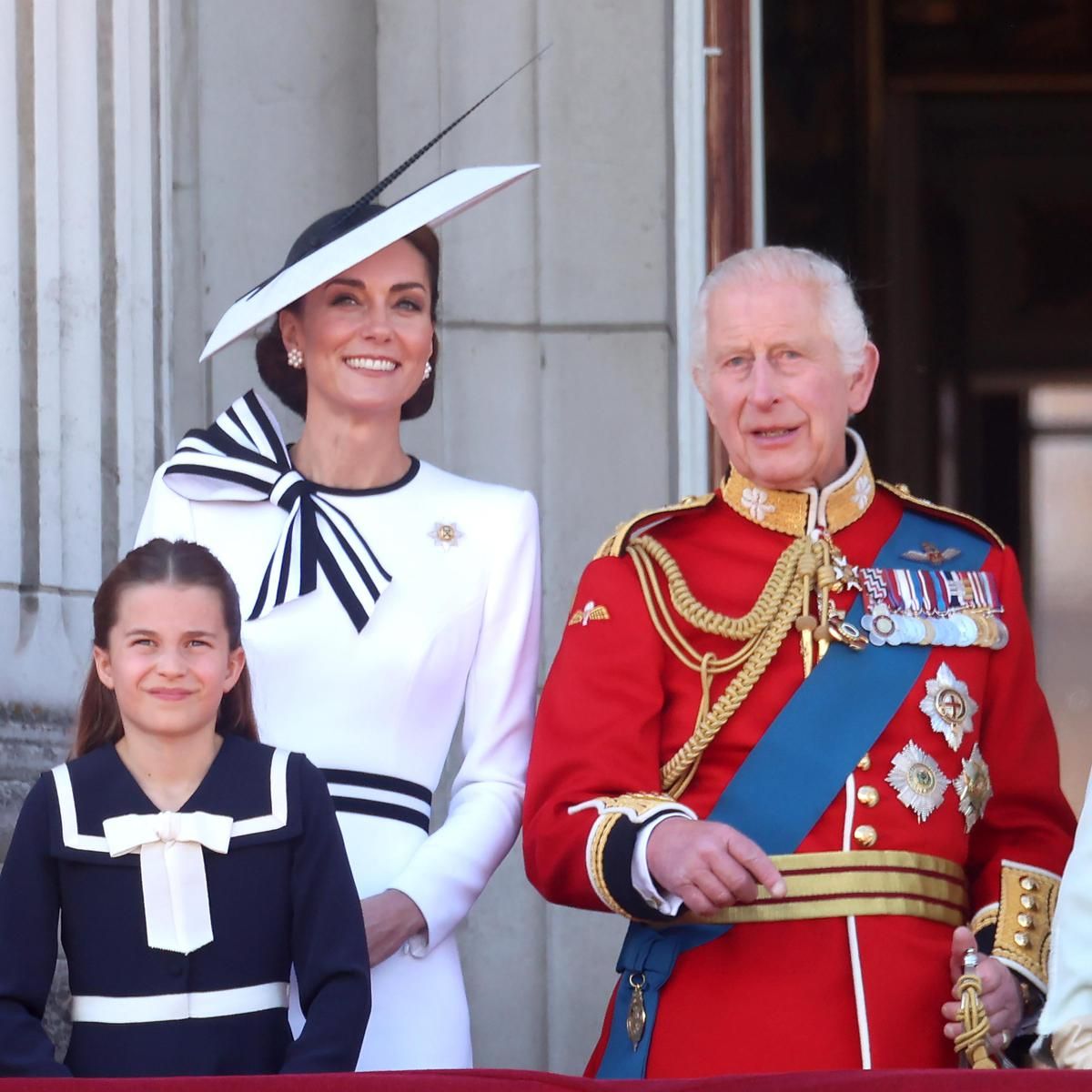 Catherine stood beside her father-in-law, King Charles. His Majesty, who was diagnosed with a form of cancer earlier this year, praised his "beloved daughter-in-law" after her health announcement in March. A Buckingham Palace spokesperson said at the time that the King was "so proud of Catherine for her courage in speaking as she did."