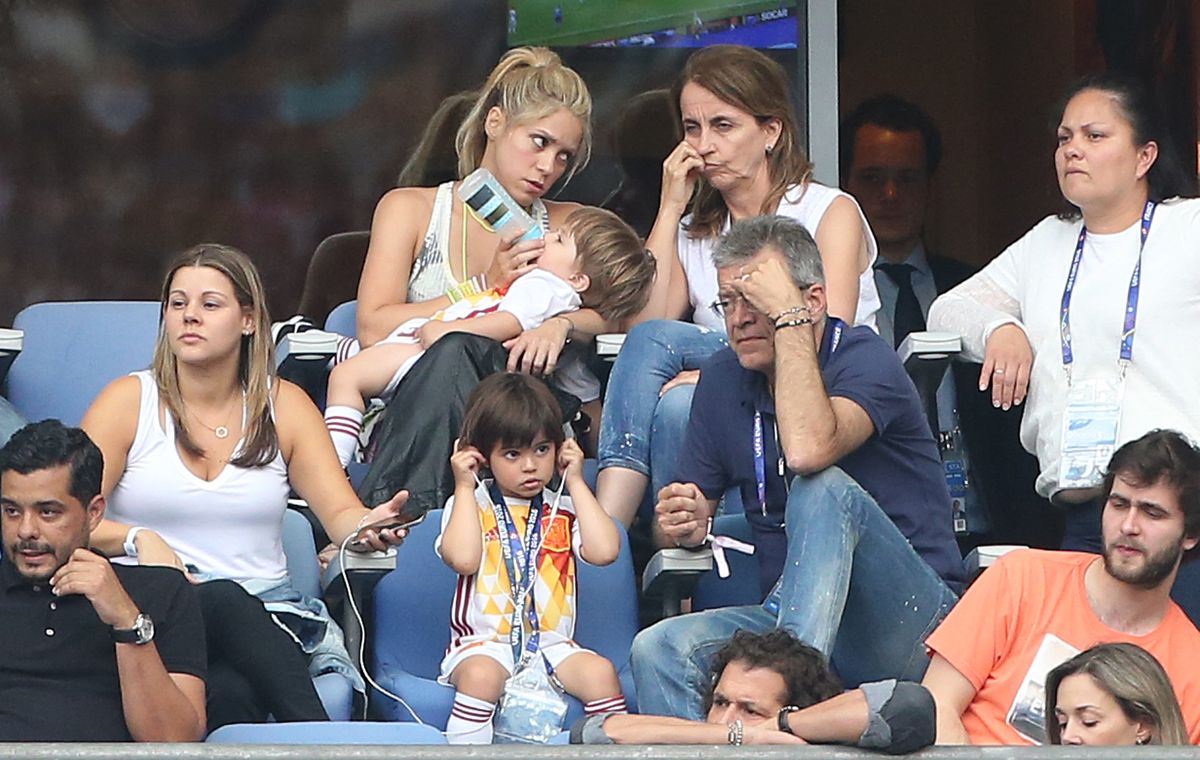 Shakira, ex of Gerard Piqué, their sons Sasha Piqué Mebarak and Milan Piqué Mebarak, along with Piqué's parents Montserrat Bernabeu and Joan Piqué.
