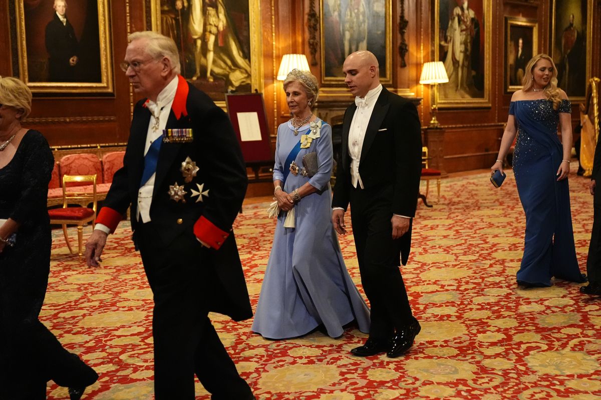 The Duchess of Gloucester wore the Gloucester Honeysuckle Tiara, originally commissioned by Queen Mary in the 1910s 