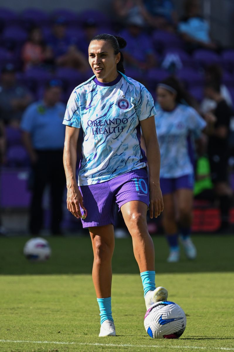 Marta #10 of the Orlando Pride during warmups.