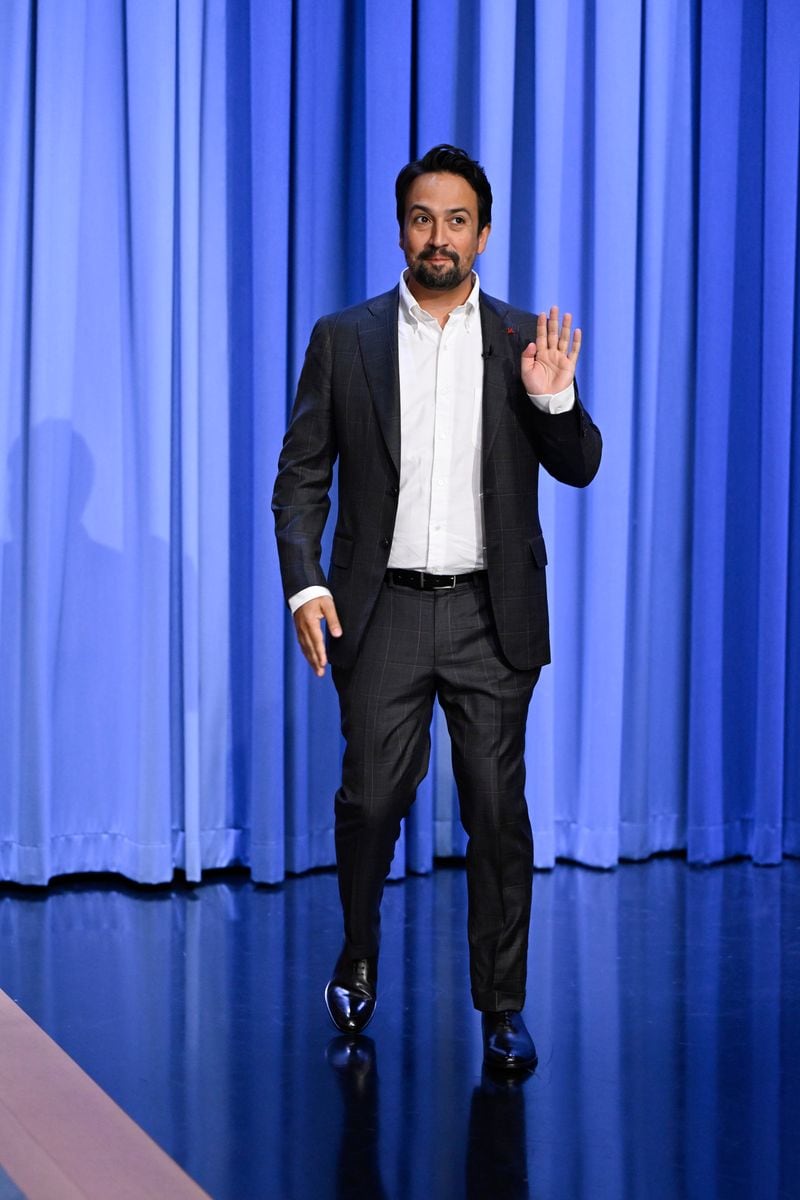 -Manuel Miranda arrives on Tuesday, August 5, 2025 -- (Photo by: Todd Owyoung/NBC via Getty Images)