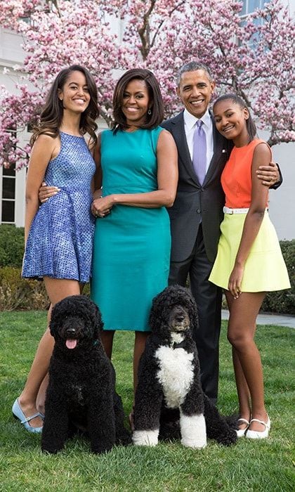 A family portrait. Little sister Sasha, 16, right, attends high school in Washington, DC.
Photo: Getty Images