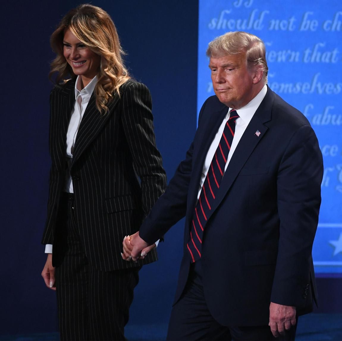 The first lady joined her husband on stage following the first presidential debate in Cleveland
