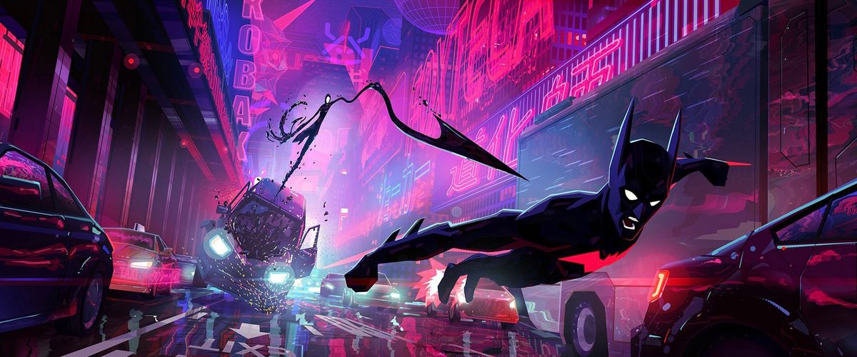A dynamic chase through Gotham offers a glimpse of the action envisioned for the Batman Beyond animated film pitch.
